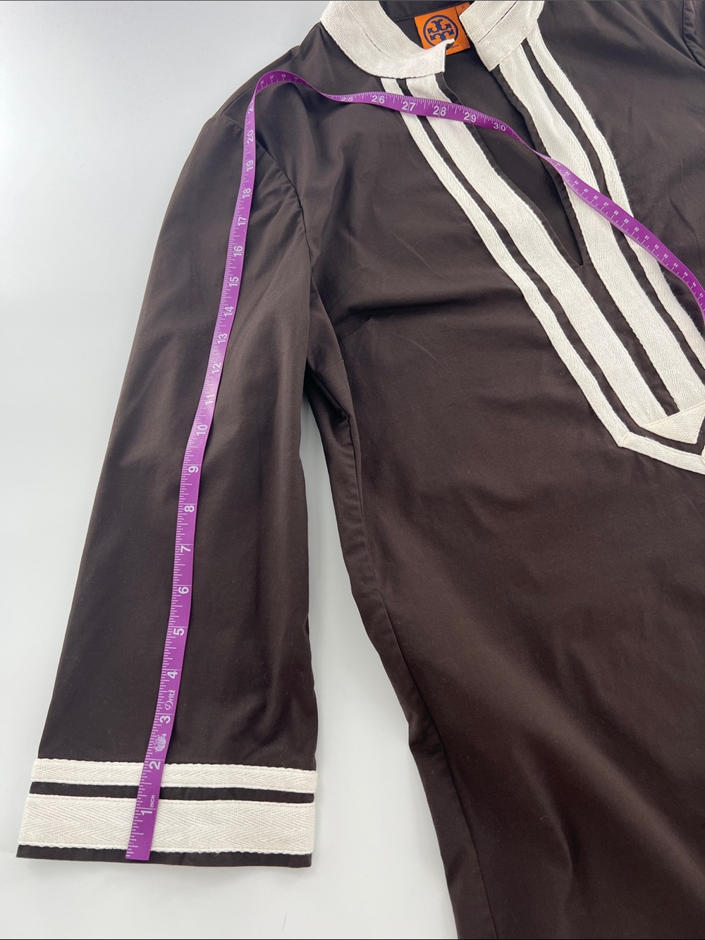 Tory Burch Classic Brown V-Neck Tunic Mini Dress Casual Boho timeless - Picture 6 of 9